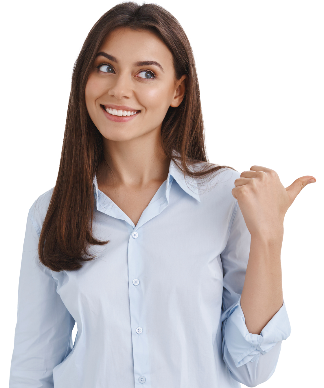 Ragazza che indica il pulsante